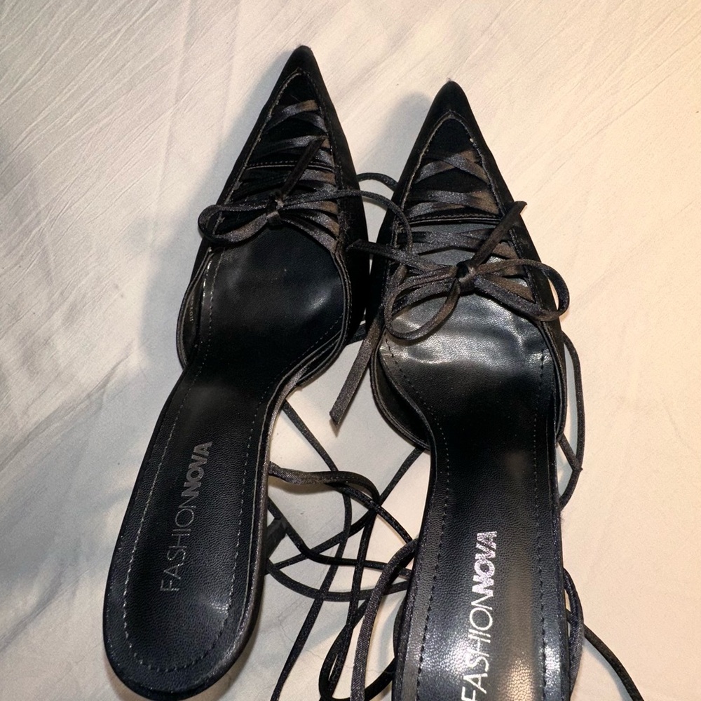 Fashion Nova Black Lace-Up Women's Shoes